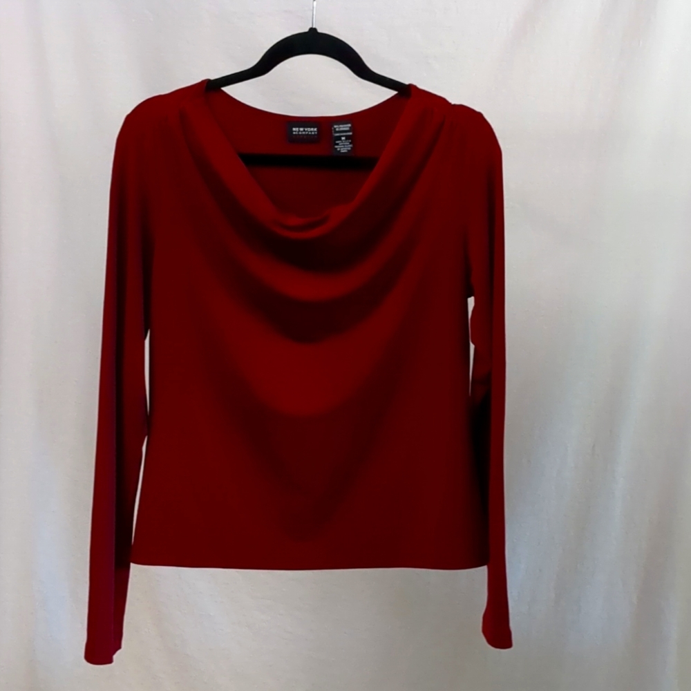New York and Company Long Sleeve Burgundy Blouse Size M